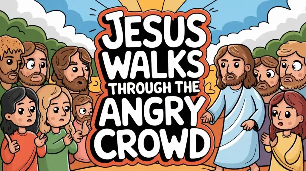 Jesus Walks Through the Angry Crowd