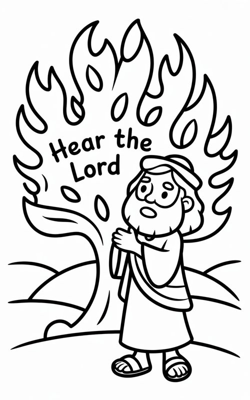 Moses and the Burning Bush Coloring Page 1 Moses and the Burning Bush Coloring Page 1